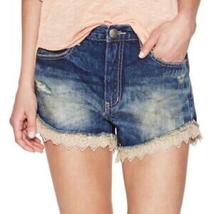 Free People - Laced Bottom Denim Shorts / size 26